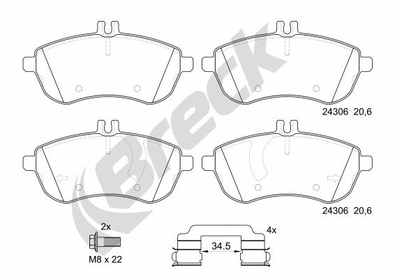 Set placute frana,frana disc 24306 00 701 00 BRECK